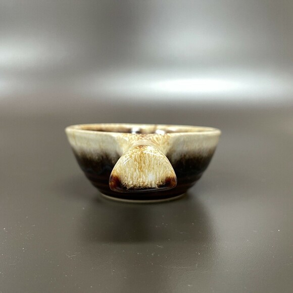 Monmouth Maple Leaf Brown Pottery Drip Glaze Handled Soup Bowl USA - Picture 2 of 7